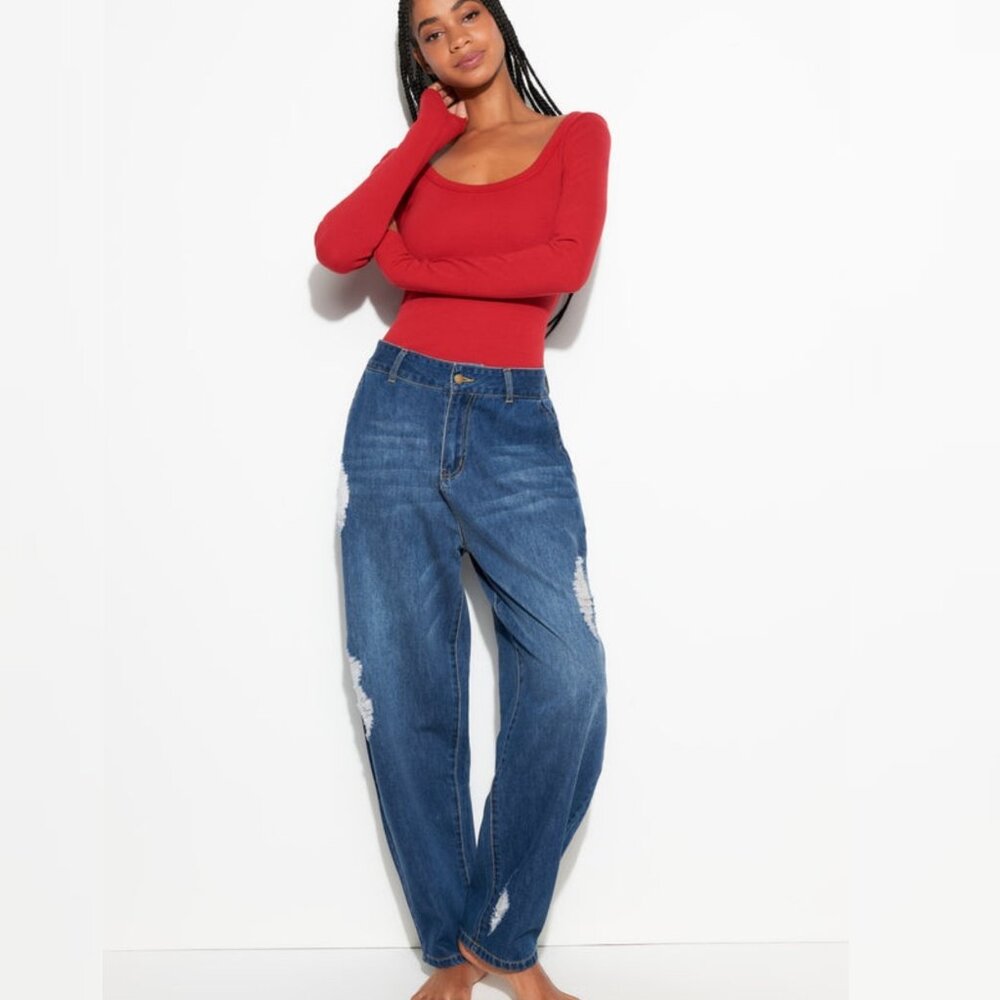 New Spiritual Gangster - XL Chrissie Women's Rib Crop Long Sleeves Top In Red